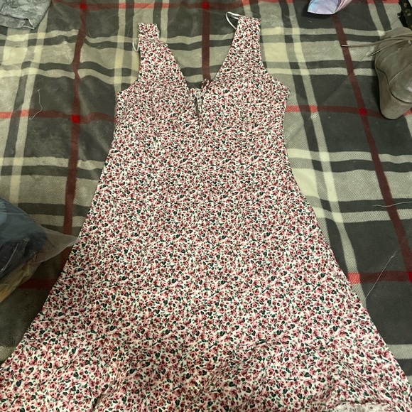 Zara NWT Linen Blend Floral Mini Dress Pink Green XS - Picture 5 of 7